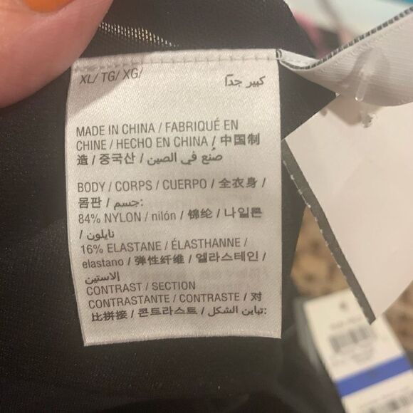 Bar lll “Run Wild” Tankini Black Mesh-Trim Stretchy Tied V-Neck Women XL NWT - Picture 7 of 9